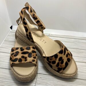 Sole Society calf hair Leopard print Sandals